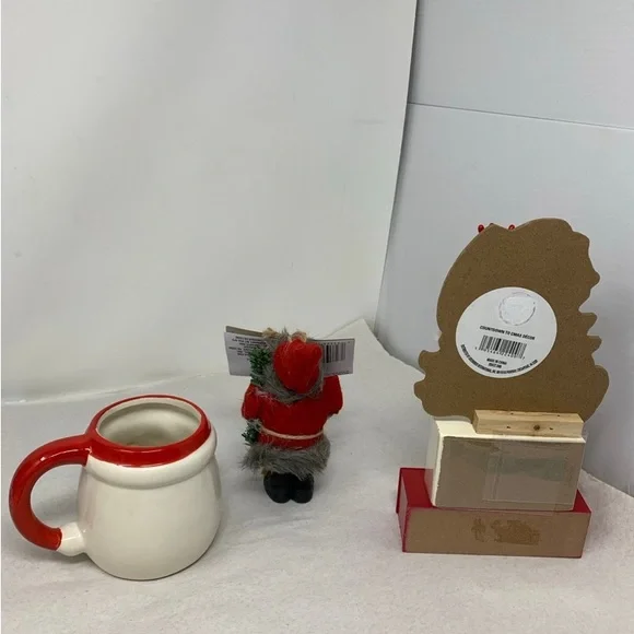3 pc Christmas lot santa decor: cup, countdown calendar & ornament ALL NEW! - Picture 2 of 2